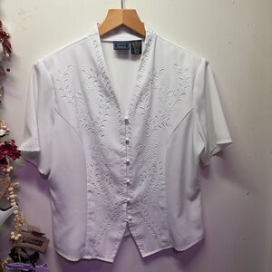 White Embroidered Women's Top